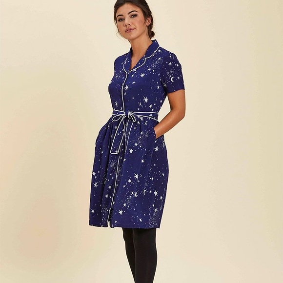 joanie Dresses & Skirts - Joanie Clothing Blue Collar Button Up Space Dress